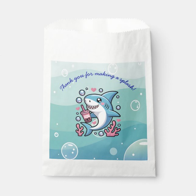 Sweet Niedlich Kawaii Boba Shark Baby Shower Geschenktütchen (Vorderseite)