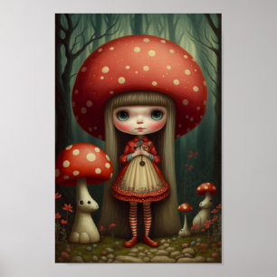Sweet Niedlich Little Mushroom Hat Girl Art Poster