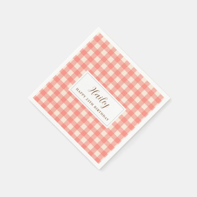 Sweet niedlich rosa Gingham Paper Napkin Serviette (Ecke)