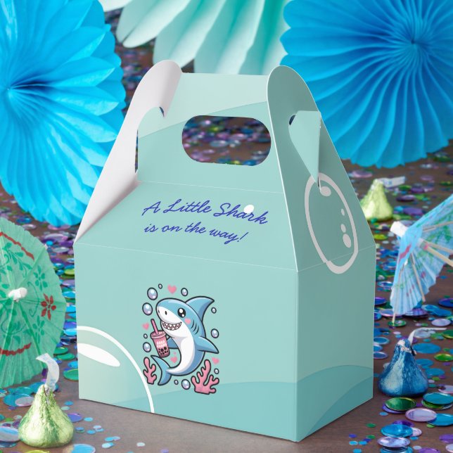 Sweet Niedlich Shark Baby Shower Kawaii Blue Geschenkschachtel (Party)