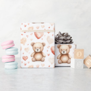 Sweet Niedlich Teddy Bear Heart Baby Shower Geschenkpapier