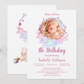 Sweet niedlich Unicorn Watercolor Giro del Malcant Einladung