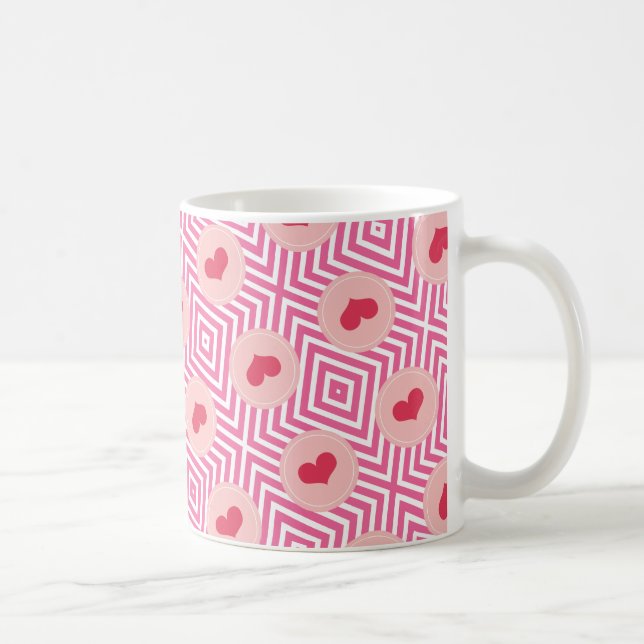 Sweet Niedliche Liebe Pink Streifen Valentinstag T Kaffeetasse (Rechts)