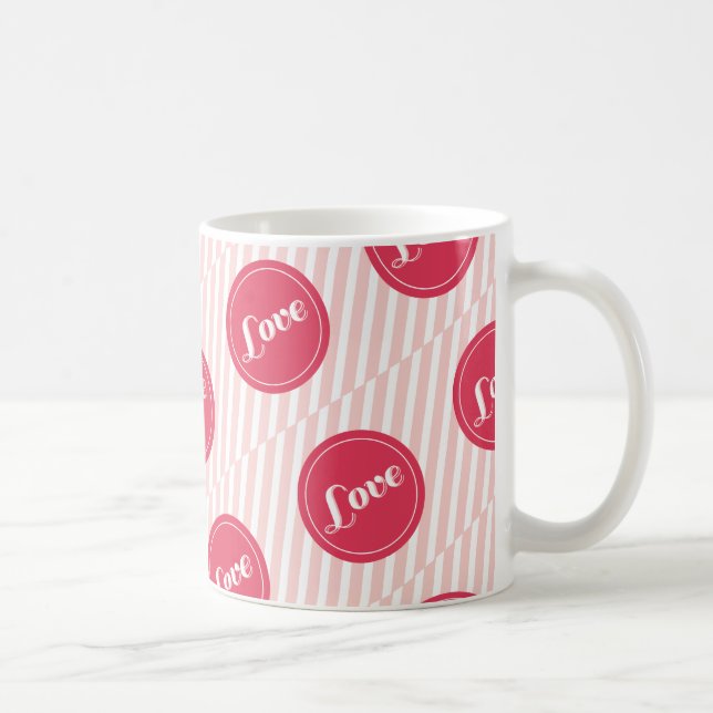 Sweet Niedliche Liebe Pink Streifen Valentinstag T Tasse (Rechts)