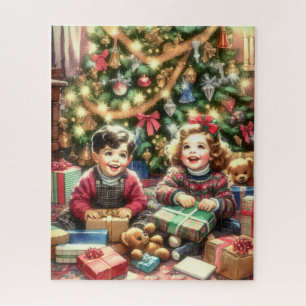 Sweet Nostalgic Children on Christmas to und from Puzzle