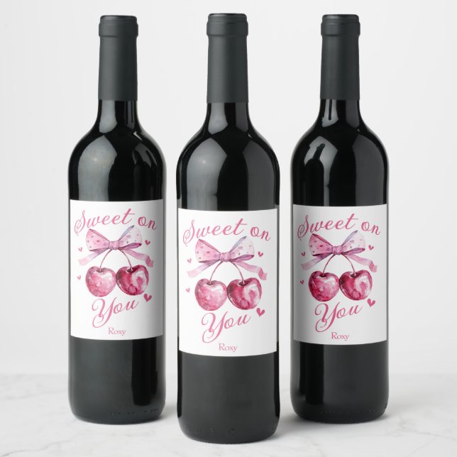 Sweet o You Customizable Valentine's Day Weinetikett (Flaschen)