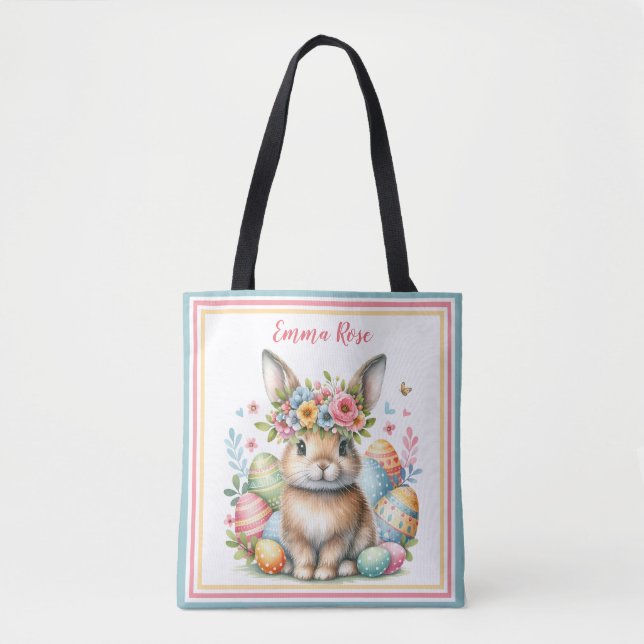 Sweet Oaster Bunny mit Blume und farbigen Eiern (Vorderseite)