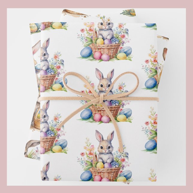 Sweet Oaster Bunny Rabbit 3 Aquarellbilder Geschenkpapier Set (Von Creator hochgeladen)
