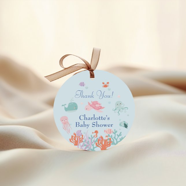 Sweet Ocean Blue Sea Friends Babydusche Geschenkanhänger (Von Creator hochgeladen)