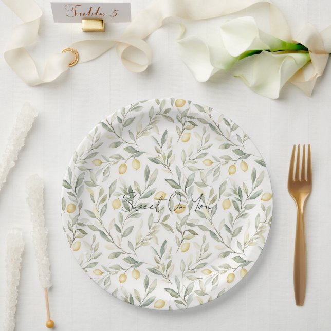 Sweet On You Lemons Wedding Pappteller (Hochzeit)