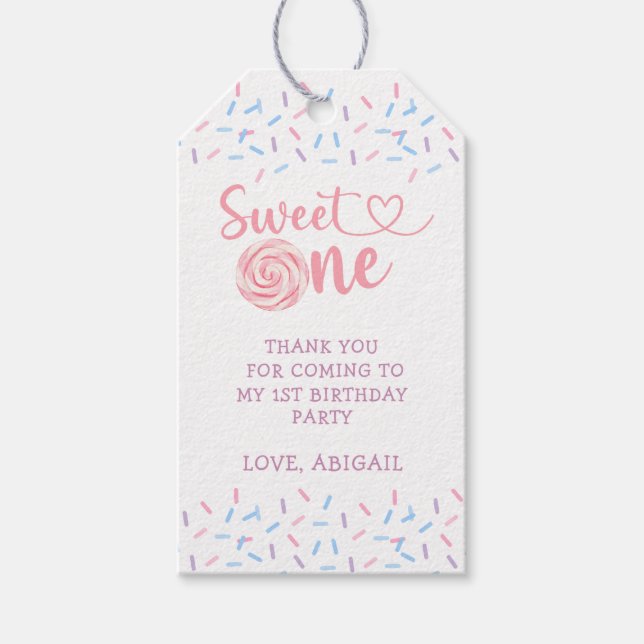"SWEET ONE" 1. GEBURTSTAG DANKE GESCHENKANHÄNGER (Vorderseite)