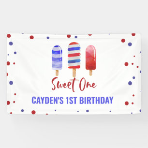 Sweet One 1. Geburtstag Ice Pop 4. Juli Banner