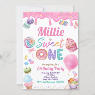Sweet One 1. Geburtstag Party Pink Pastel Sprinkle Einladung
