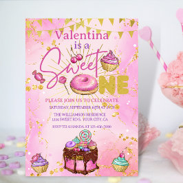 Sweet One 1. Geburtstag Pink Imitate Glitzer Donut Einladung