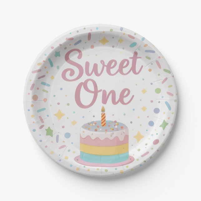 Sweet One 1st Birthday Paper Plate Pappteller (Vorderseite)