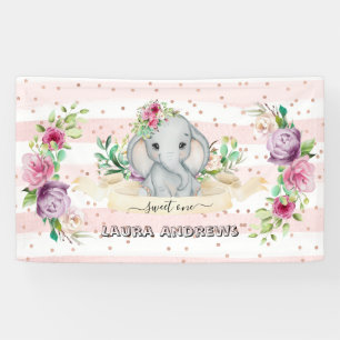 Sweet One Baby Elephant und Blume 1. Geburtstag Banner
