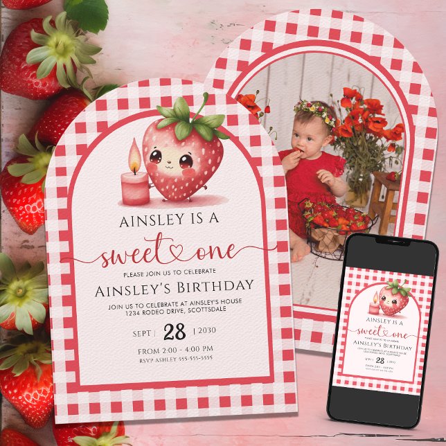 Sweet One Berry Erster Geburtstag Personalisiertes Einladung (Von Creator hochgeladen)