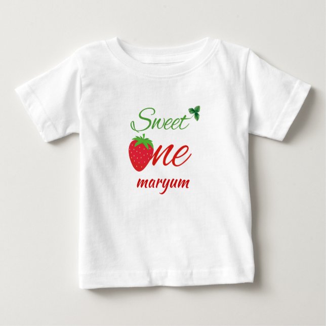 Sweet One Berry First Birthday Baby name Baby T-shirt (Vorderseite)
