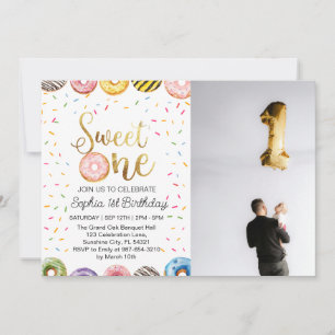 Sweet One Birthday Einladung, Donut 1. Feiertagskarte