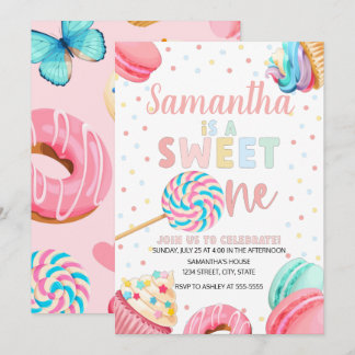 Sweet One Birthday Einladung, Pastel Süßigkeiten I Einladung