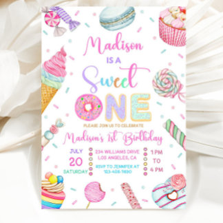 Sweet One Birthday Invitation, First Candy Sweet  Einladung