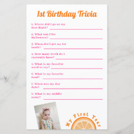 Sweet One Birthday Trivia Game
