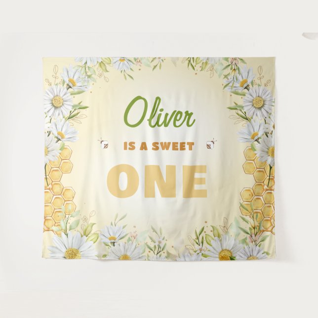 Sweet One Bumblebee 1. Geburtstagsparty Wandteppich (Vorderseite (Horizontal))