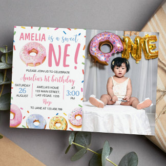 Sweet One Donut 1. Geburtstag Einladung