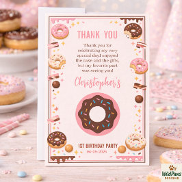 Sweet One Donut 1st Birthday Party | Cute Donut Dankeskarte