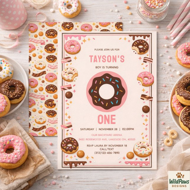Sweet One Donut 1st Birthday Party | Cute Donut  Einladung (Sweet One Donut 1st Birthday Party | Cute Donut Invitation
)