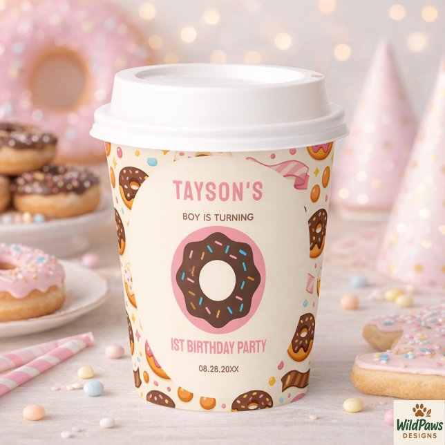 Sweet One Donut 1st Birthday Party | Cute Donut  Pappbecher (Sweet One Donut 1st Birthday Party | Cute Donut Paper Cups
)