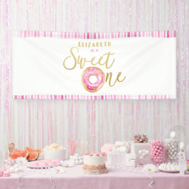 Sweet One Donut Birthday Pink und Gold Dekoration Banner