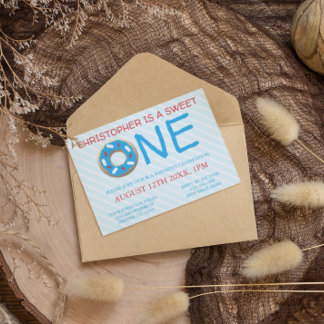 Sweet One Donut Boy 1. Geburtstag Einladung