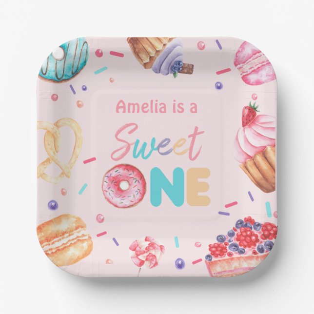 Sweet One Donut Candy Birthday Paper Teller (Vorderseite)