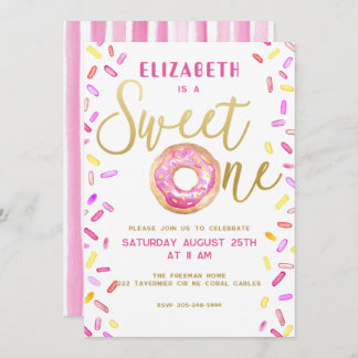 Sweet One Donut Girl 1. Geburtstag Party Pink Einladung