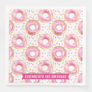 Sweet One Donut Pink 1. Geburtstag Party Serviette