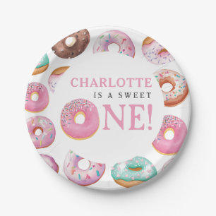 Sweet One Donut Pink 1. Geburtstagsparty Pappteller