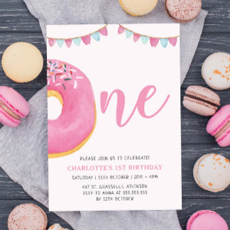 Sweet One Donut Simple 1. Geburtstagsparty Einladung