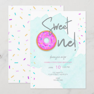 Sweet ONE dounut Geburtstag Einladung