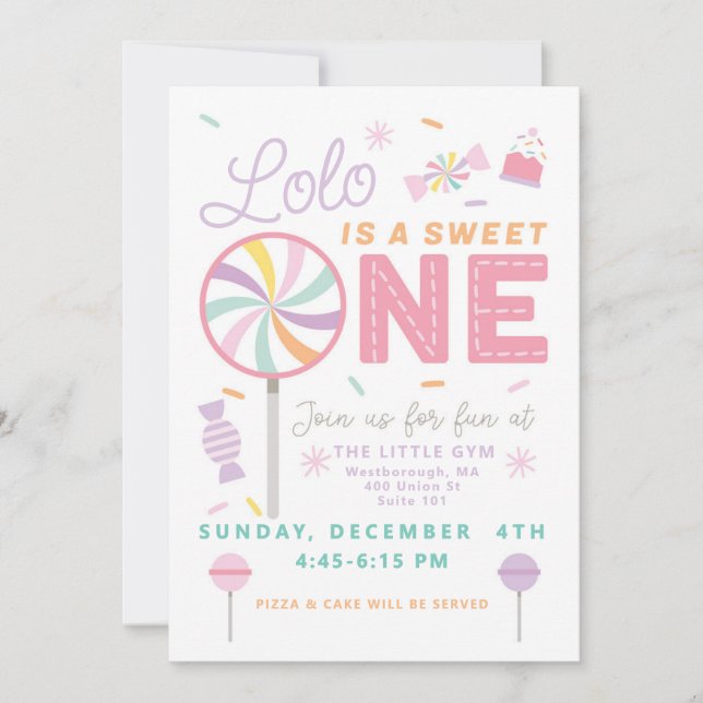 Sweet One First Birthday customizable Invitation Einladung (Vorderseite)