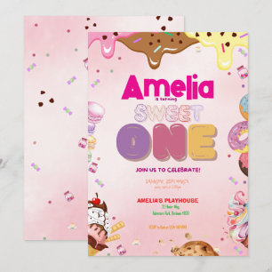 Sweet One First Birthday Einladung Candy-Themed