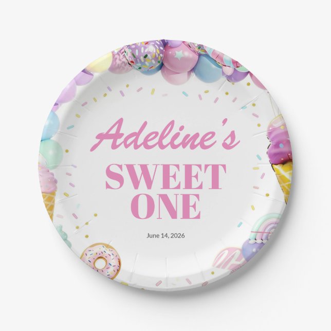 Sweet One First Birthday Paper Plates Pappteller (Vorderseite)