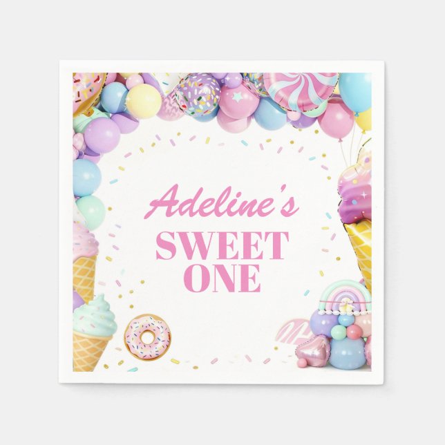 Sweet One First Birthday Pattern Napkins Serviette (Vorderseite)