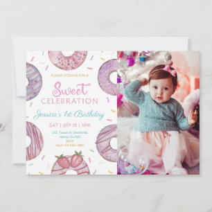 Sweet One Foto Geburtstagsparty Einladung