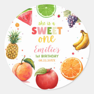 Sweet One Fruit 1. Geburtstagsfeier, Sommerparty Runder Aufkleber