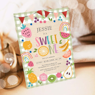 Sweet One Fruit 1st Birthday Invitation Einladung