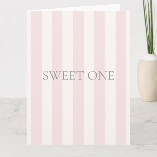 Sweet One, Geschenkbeutel, Rosa, Streifen Karte (Vorderseite)