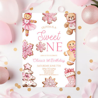 Sweet One Gingerbread Cookie 1st Birthday Party Einladung
