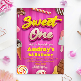 Sweet One - Girl 1. Geburtstag Einladung