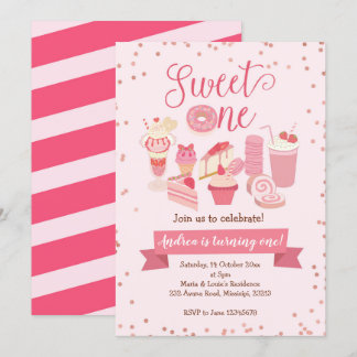 Sweet One Girl Donut zum Thema Geburtstagseinladun Einladung